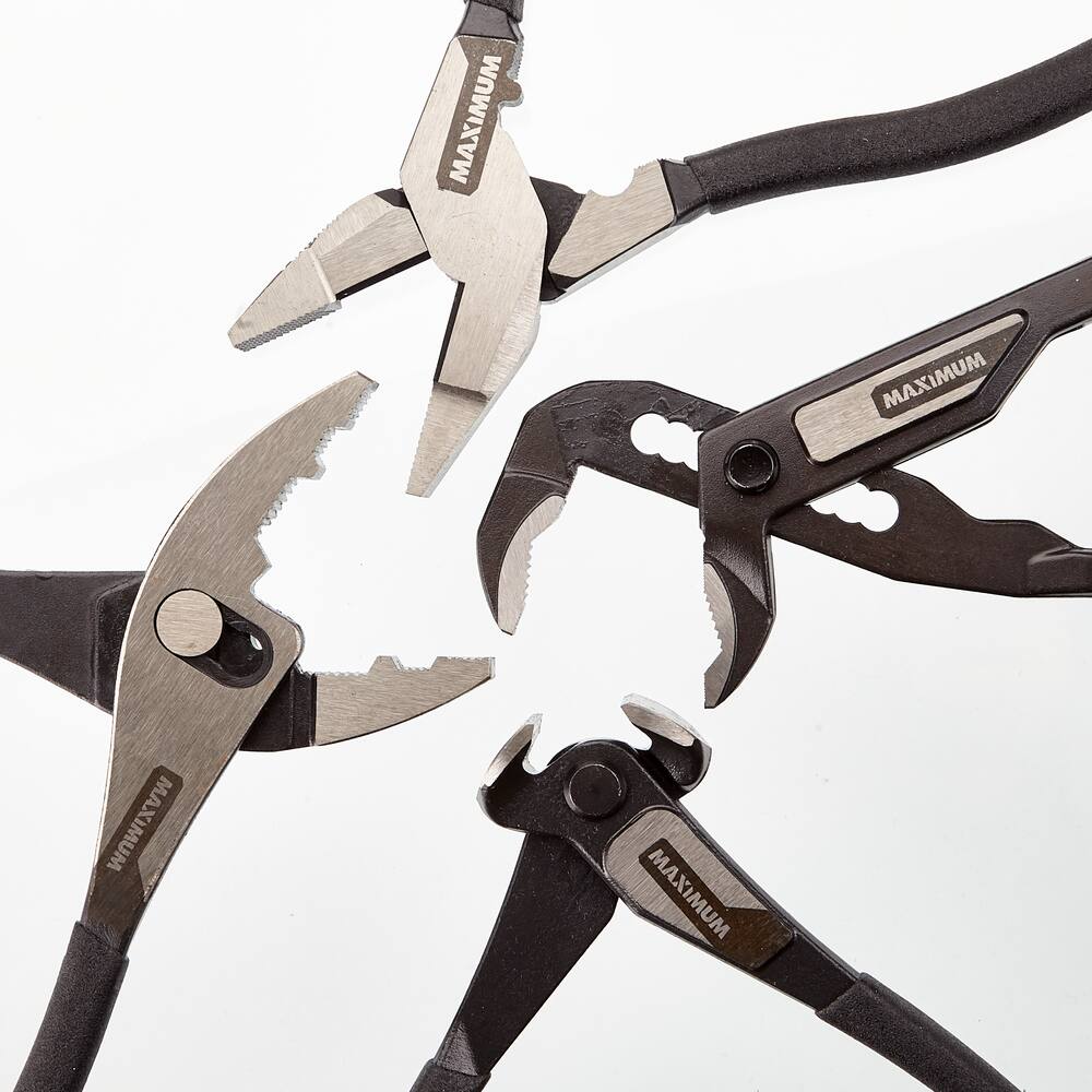 MAXIMUM Pliers Set, High-Quality Forged Tool Steel, Soft Vinyl Grip, Colour Coded Tips, 4-pc