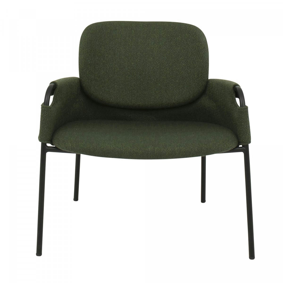 SONA - Fauteuil lounge moderne en tissu et métal vert kaki