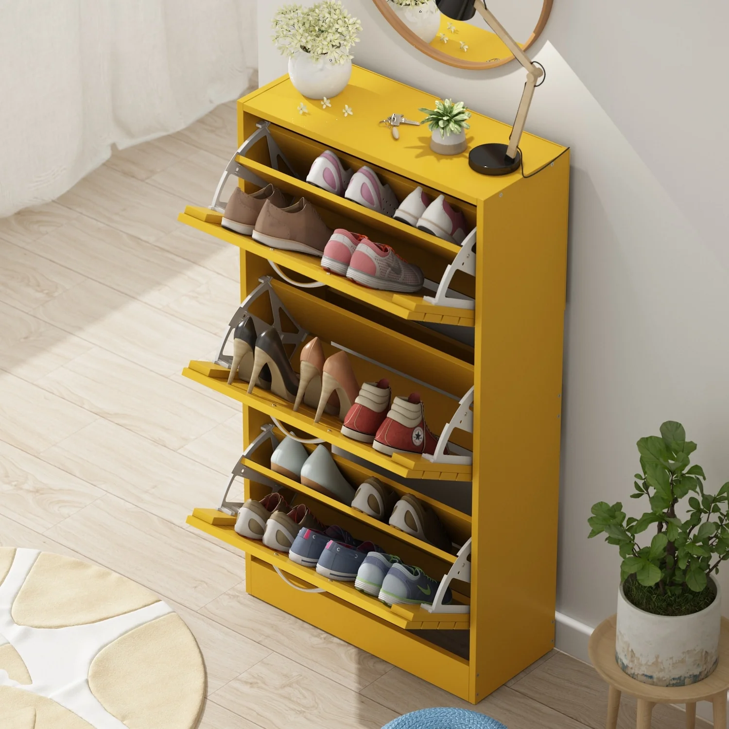 Shoe Cabinet with Flip Drawer for Entryway Rack Storage Organizer
