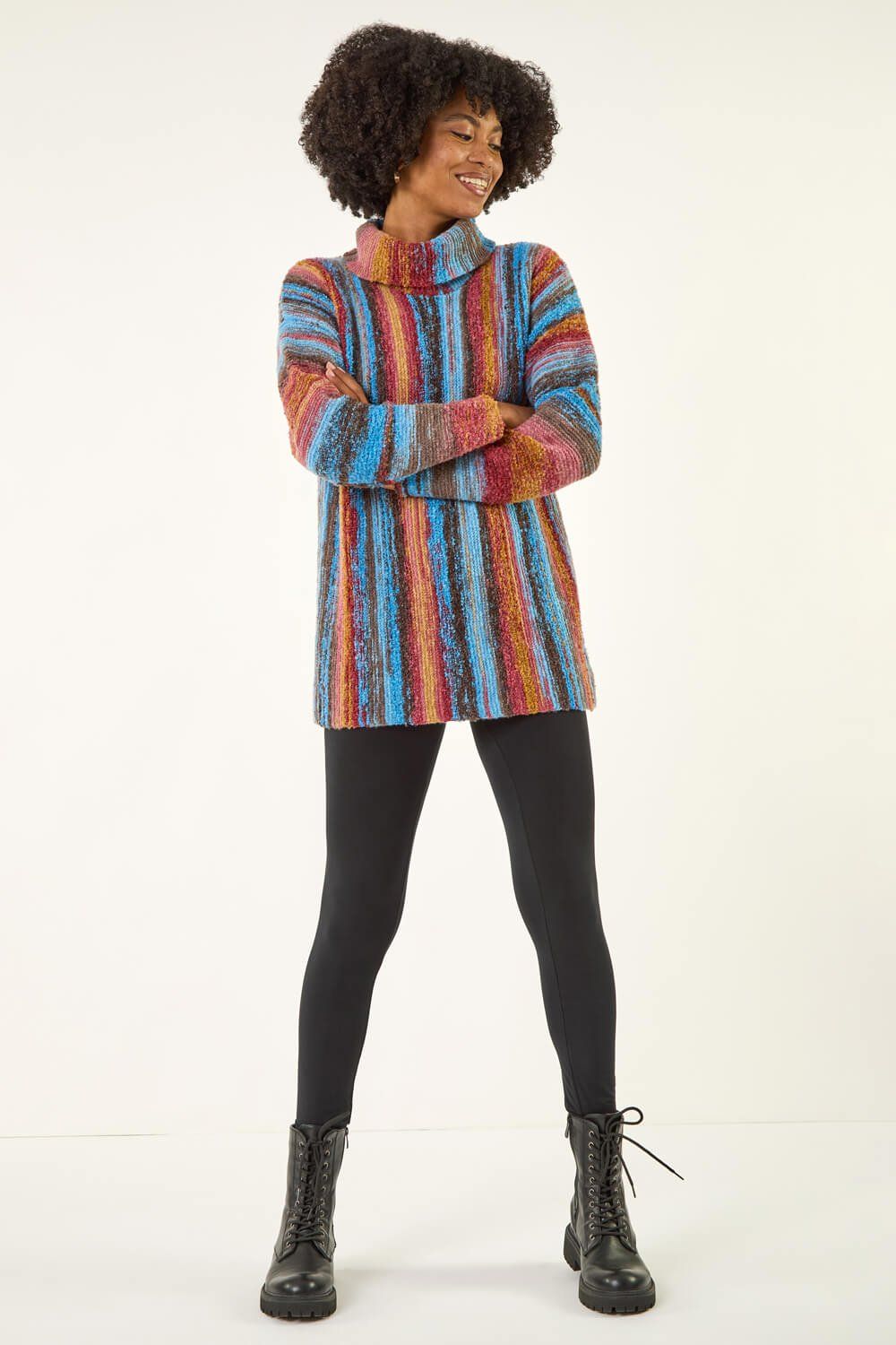 Roman Space Dye Roll Neck Knit Jumper
