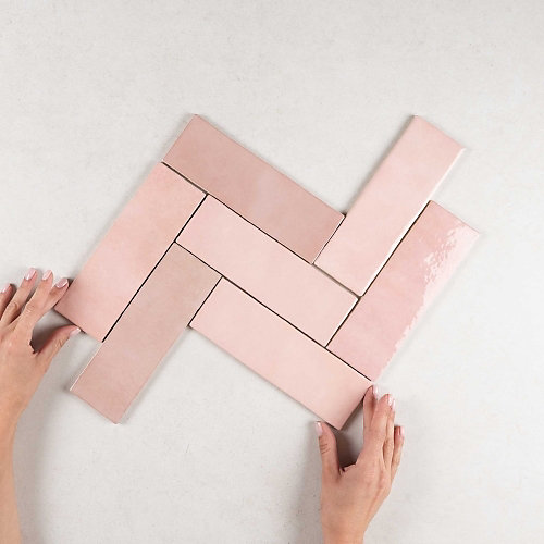 Faïence Effet Zellige Rose ARTISAN 6.5x20 Rose - Les Carreaux de Jean