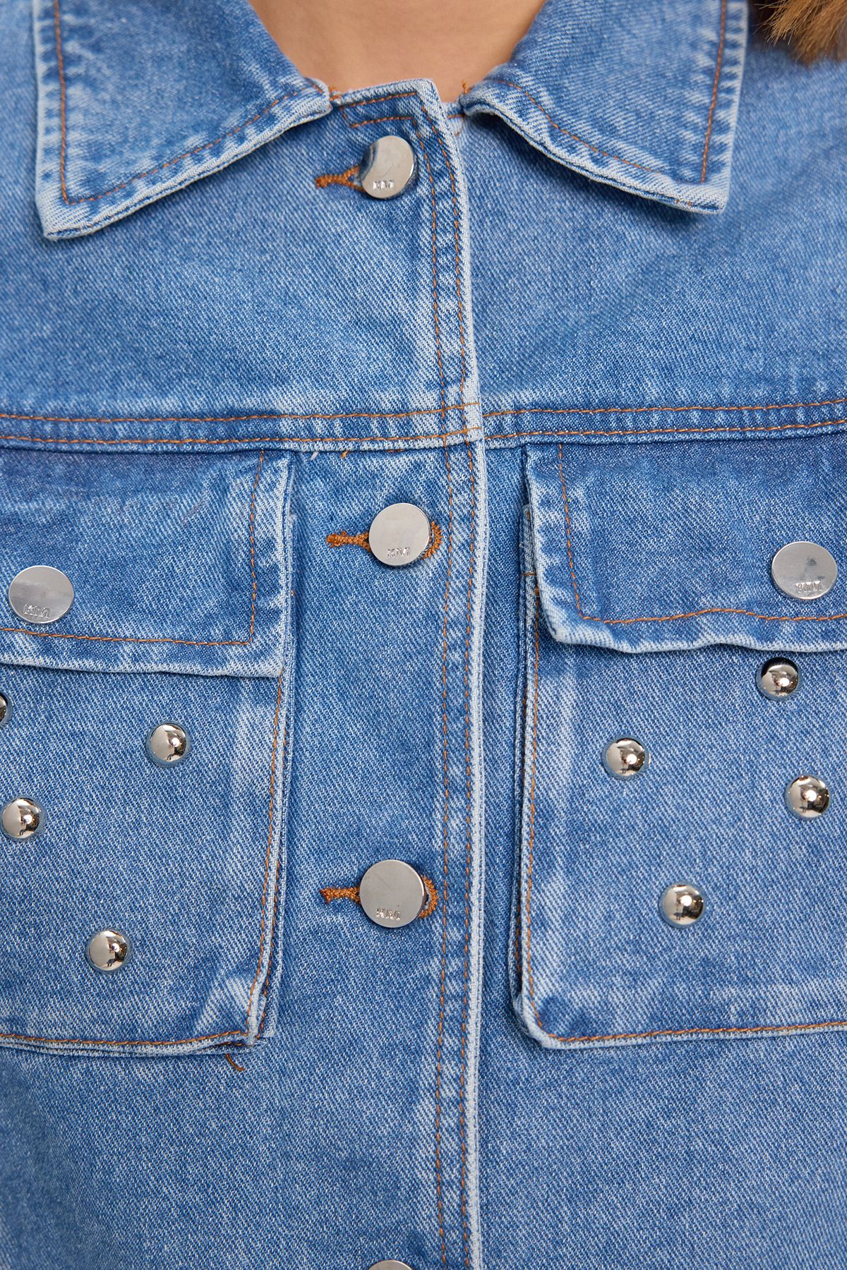KarenMillen Denim Studded Collared Jacket