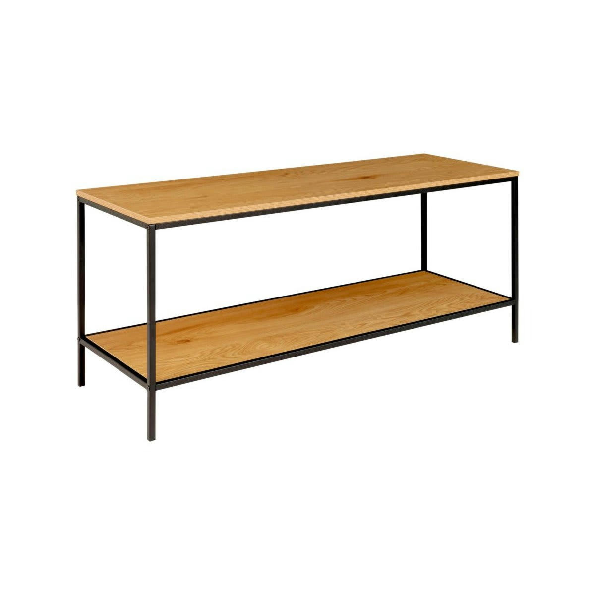 YOCK - Meuble TV minimaliste effet bois et métal noir 100cm naturel