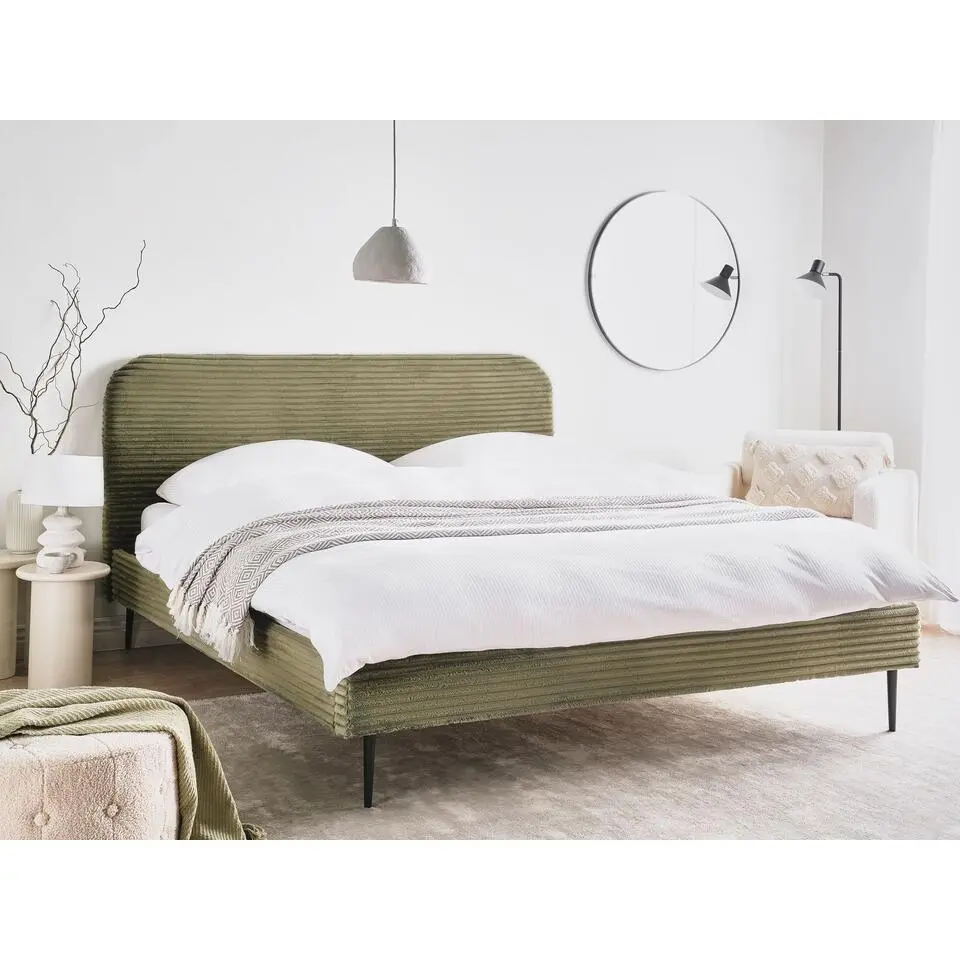 FLAYAT - Tweepersoonsbed - Groen - 180 x 200 cm - Corduroy