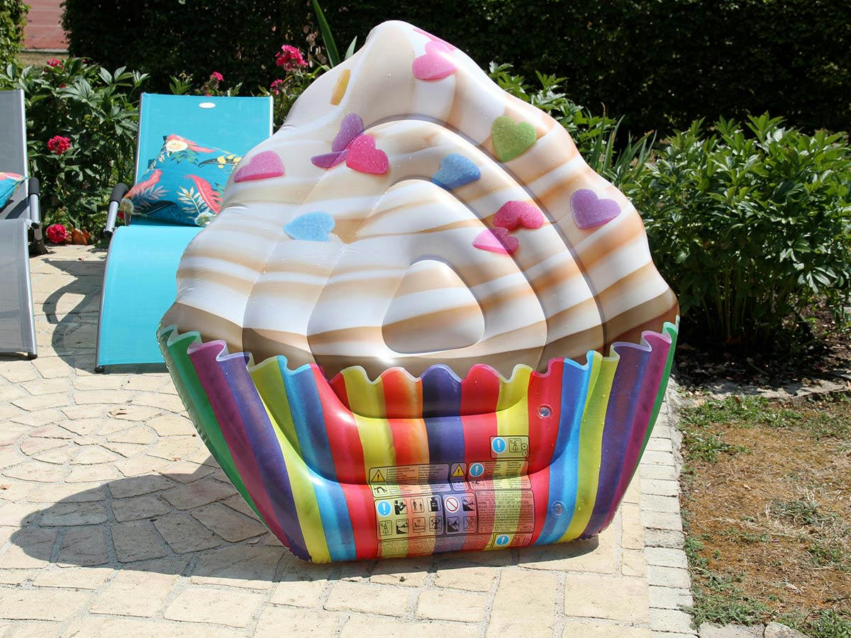 - Matelas de piscine 1 place cupcake en vinyle multicolore