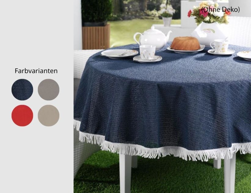 Gartentischdecke mit Fransen rund