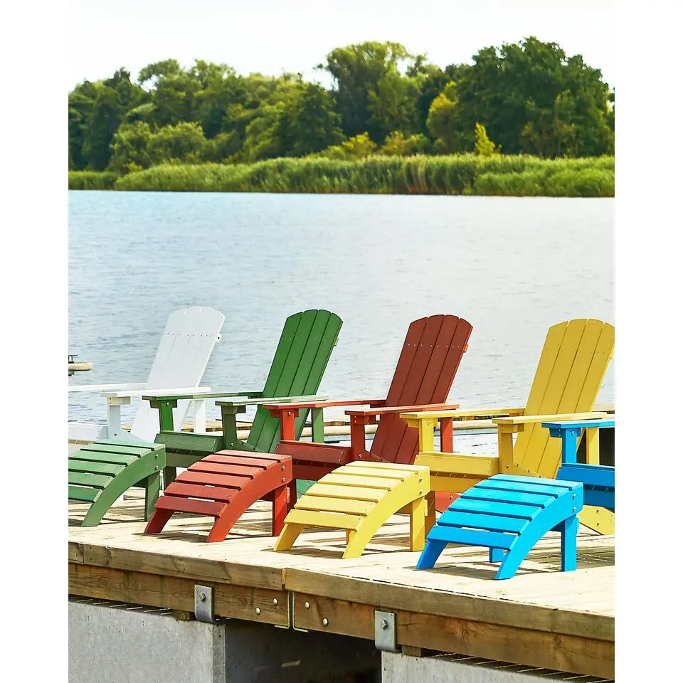 ADIRONDACK - Tuinstoel met voetenbank - Rood - Kunsthout