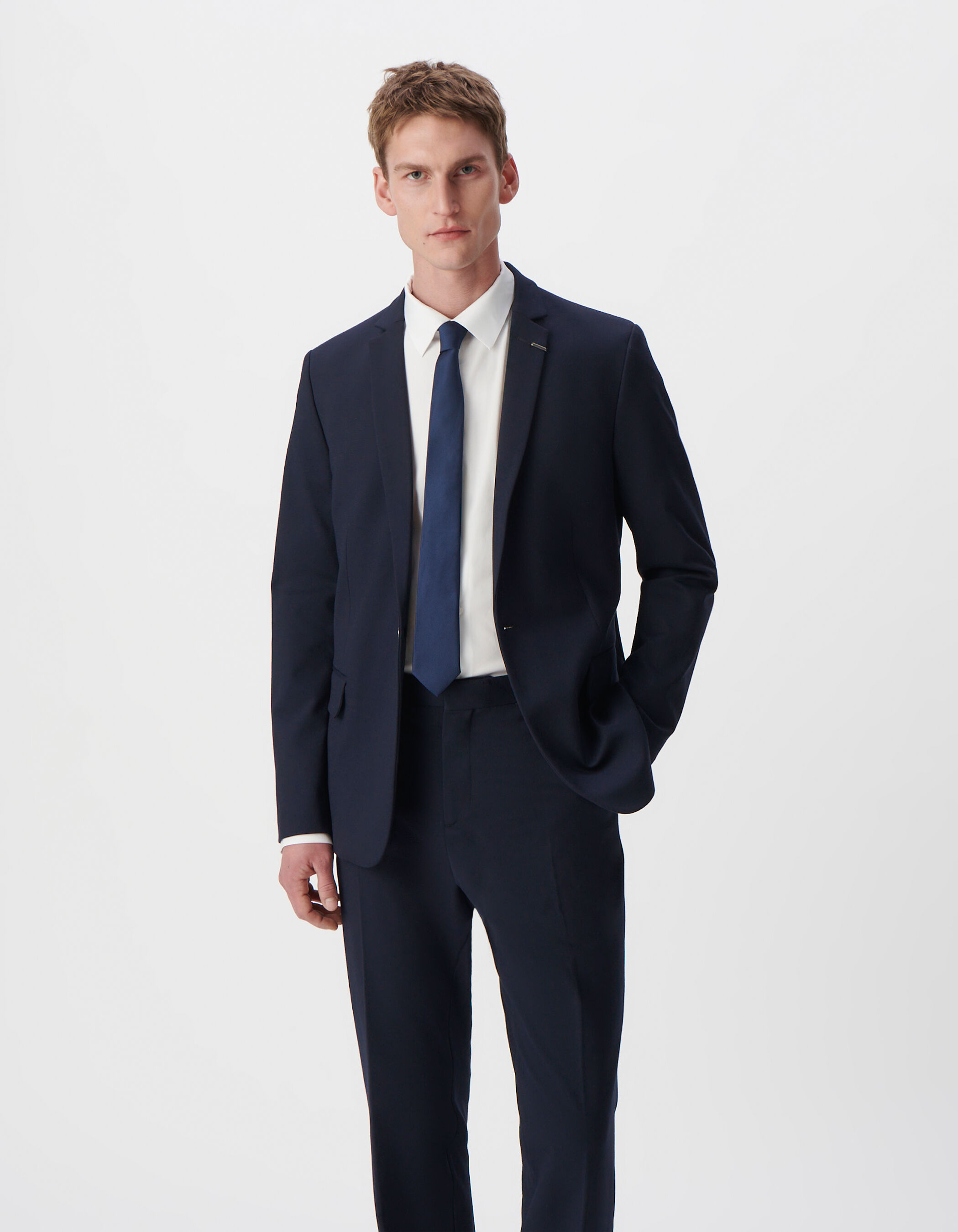 Veste de costume SLIM marine maille Milano Homme