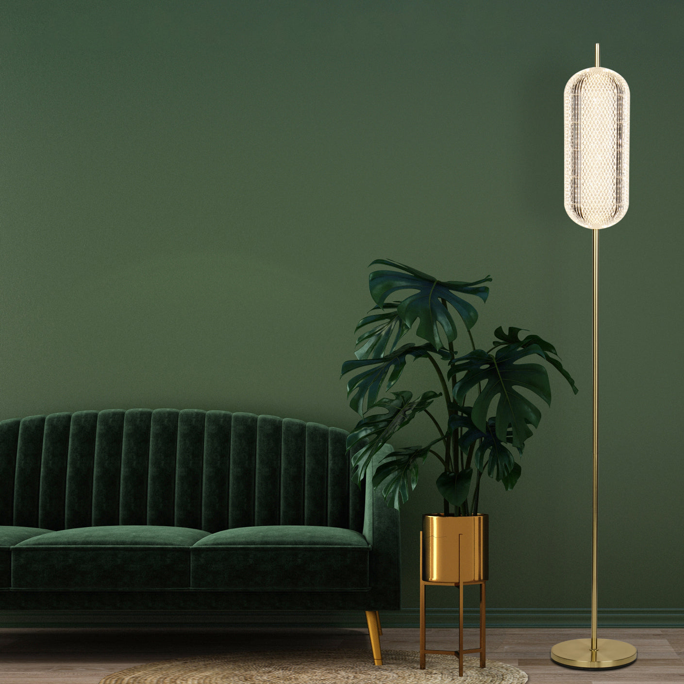 Searchlight Capsule Vloerlamp - Messing