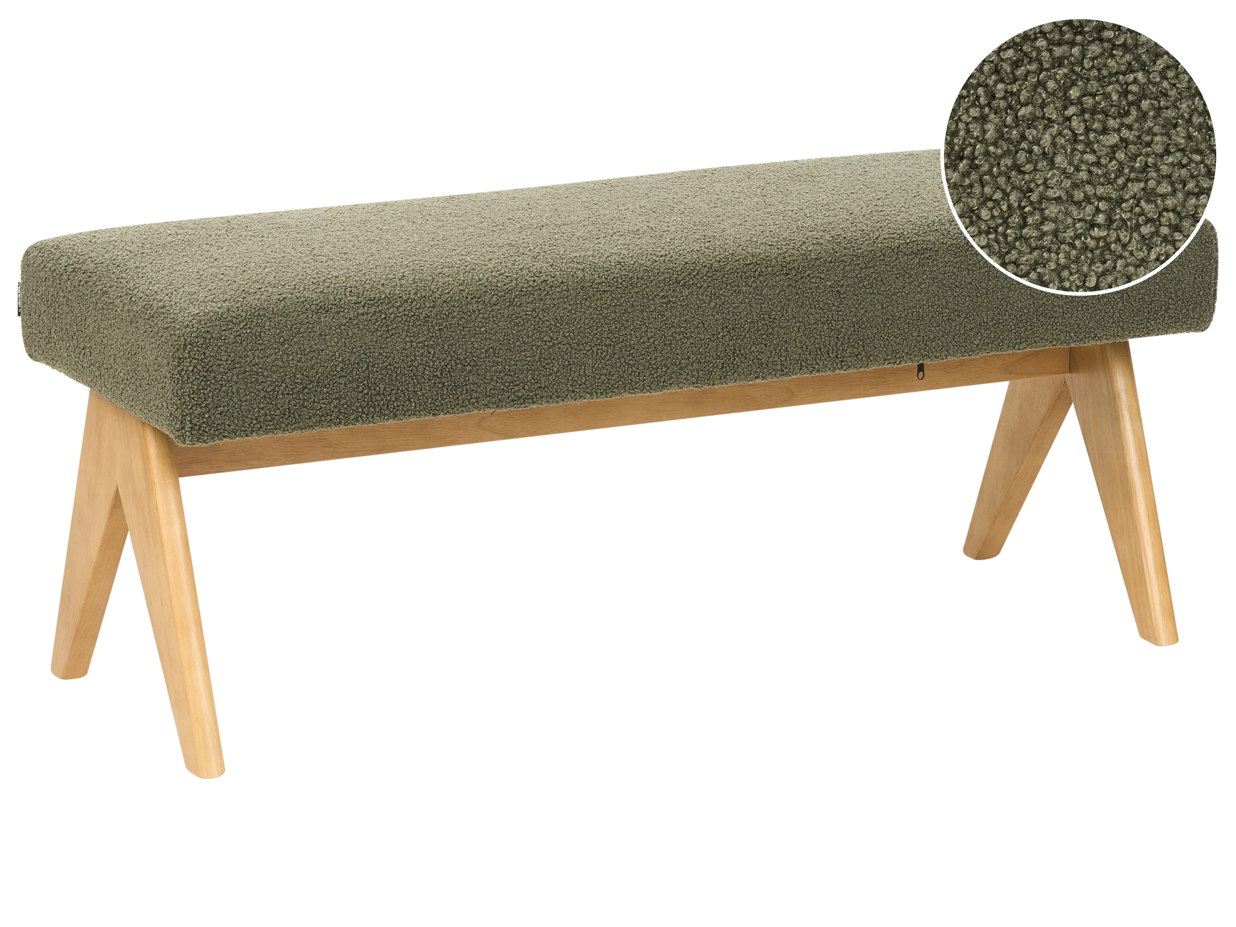 Upholstered Bench TAMRE Boucle Green/ Light Brown