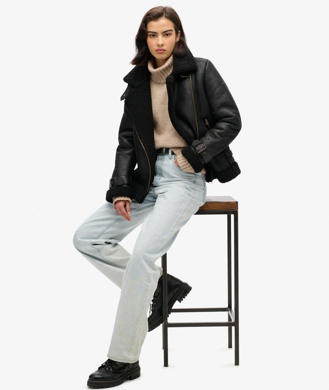 Faux Shearling Aviator Jacket