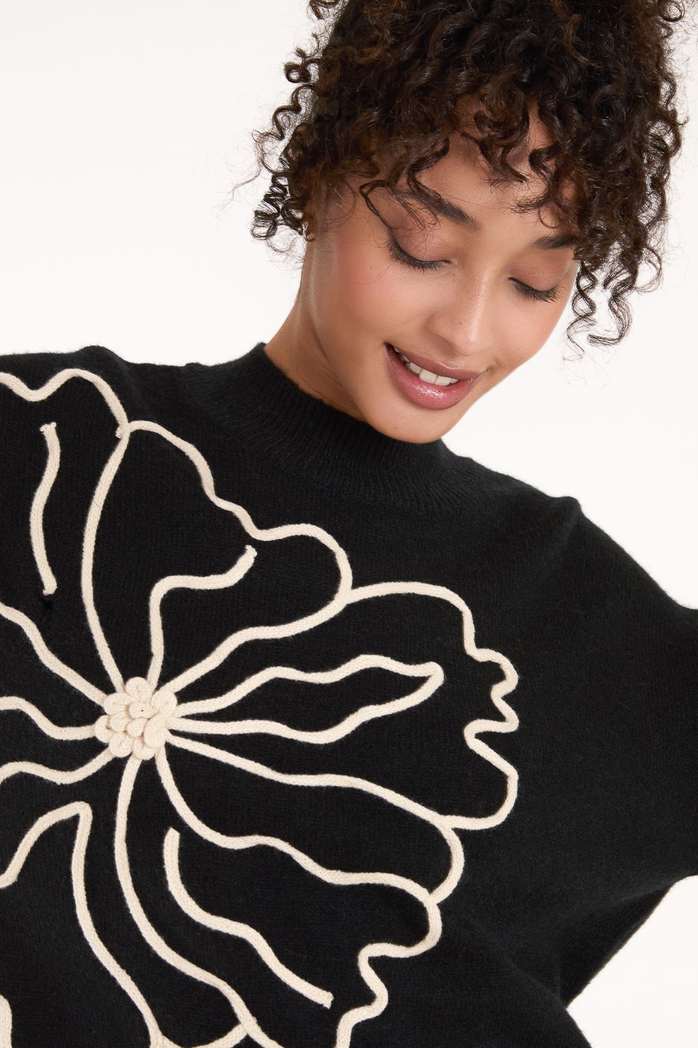 Blue Vanilla Large Flower Embroidery Jumper