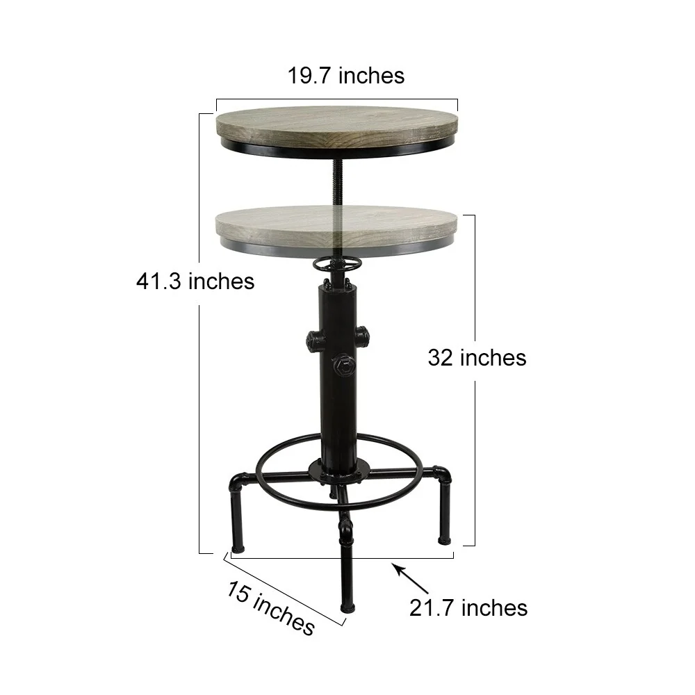 LNC Pine Wood Side Tables Industrial Bar Pub Table Round End Table