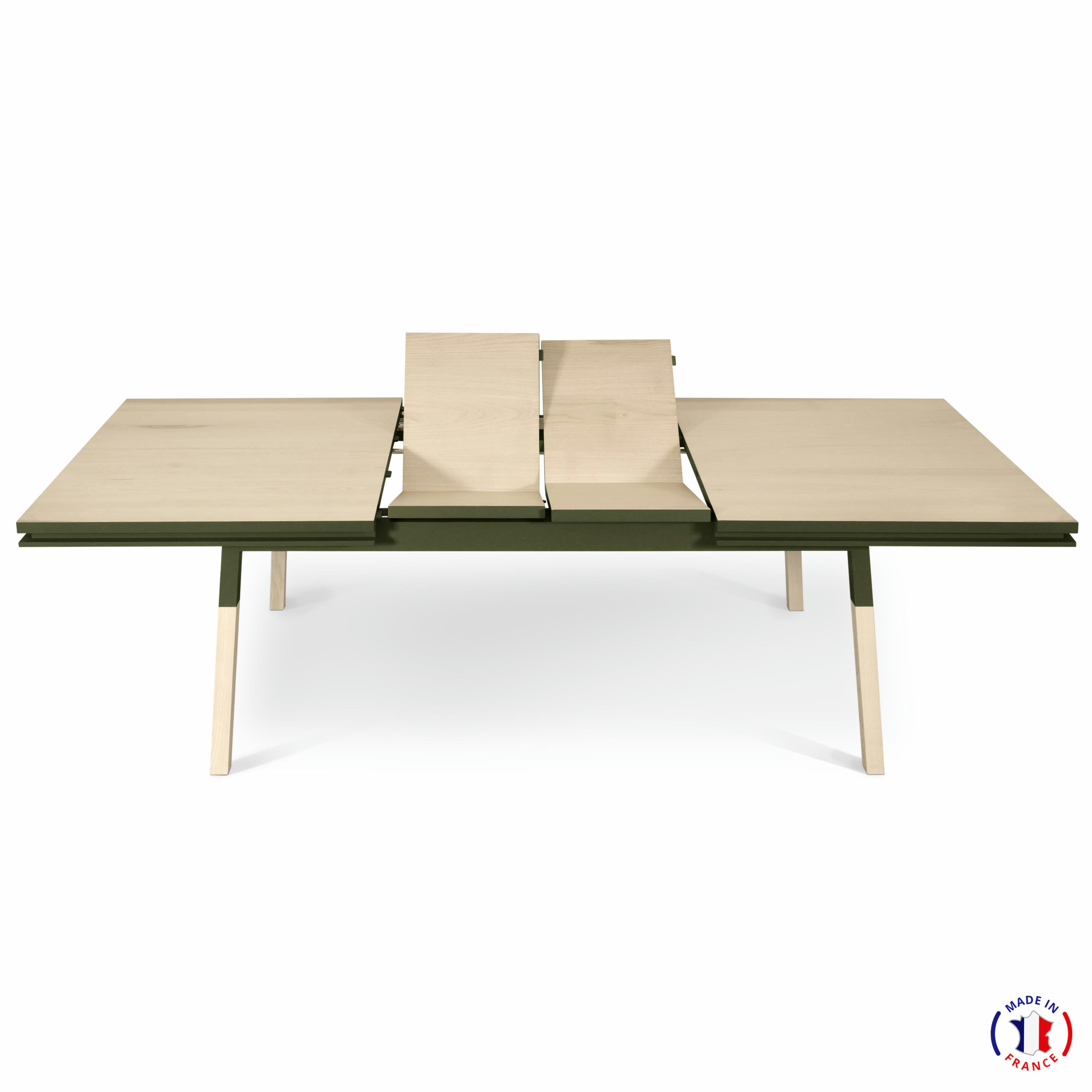 EGEE - Table 180x100 cm en frêne massif, 2 rallonges gris chocolat tanis
