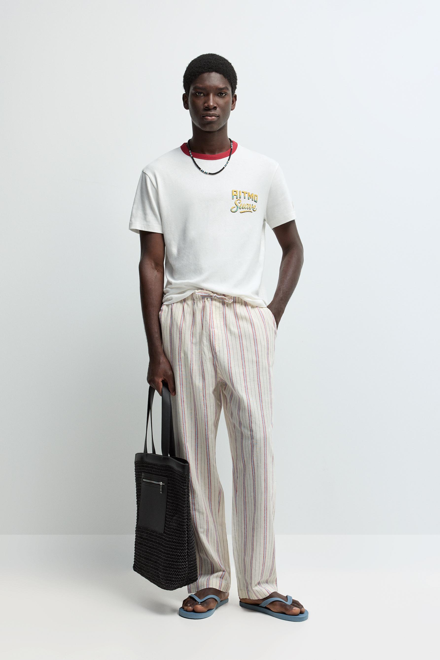 Camiseta algodón - lino estampada