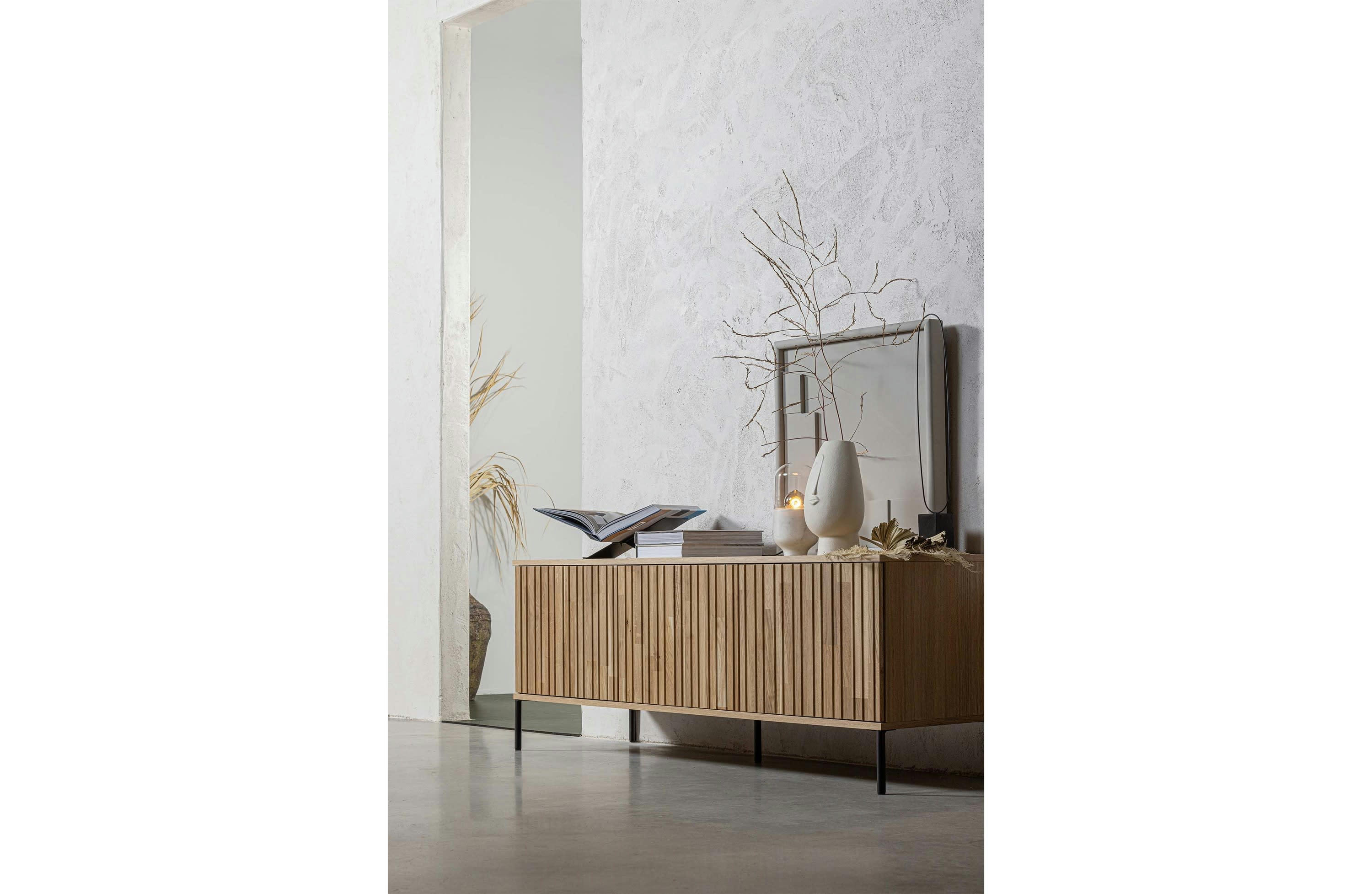 NEW - Grand meuble tv en bois de chêne beige