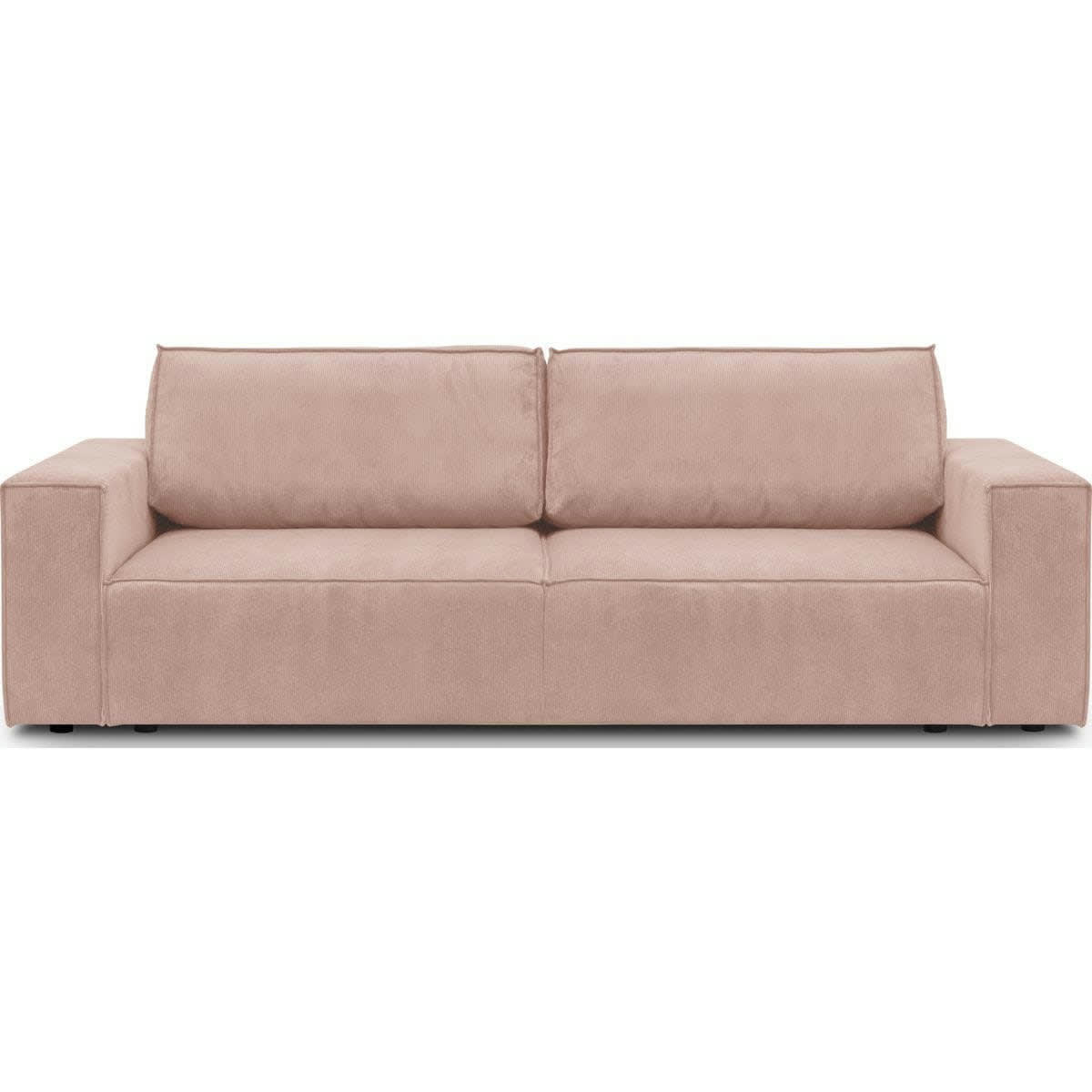 HARPER NEW - Canapé 3 places convertible + coffre en velours fines côtes rose