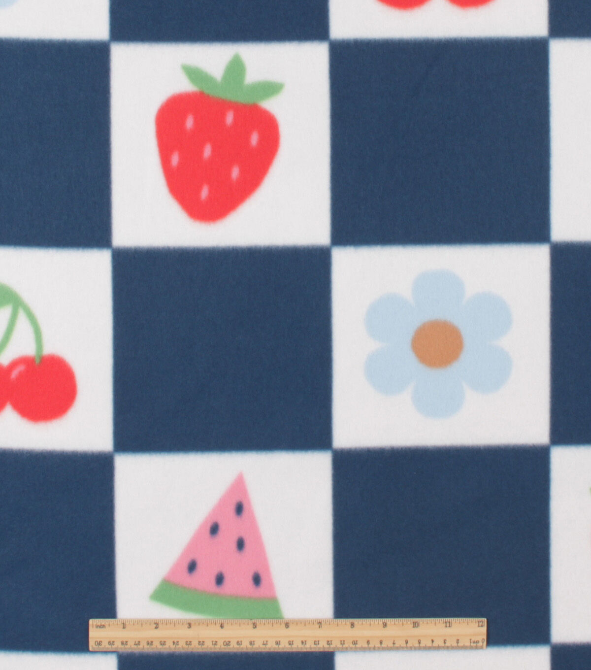 Blue Check Blizzard Fleece Fabric