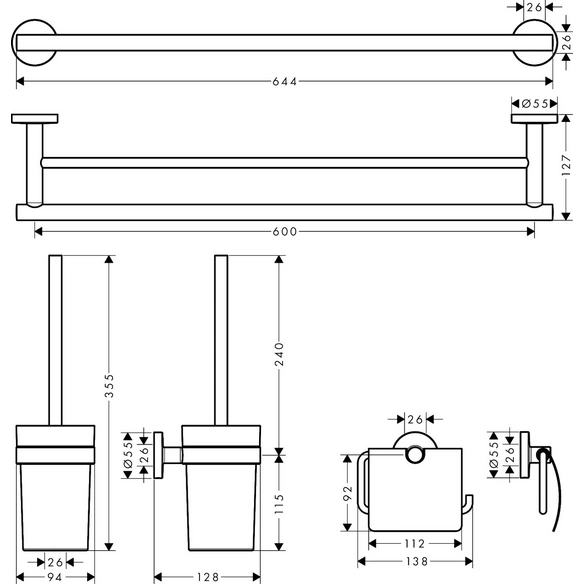 Badewannen-Set, »Logis Universal«, rund, messingfarben, chromfarben