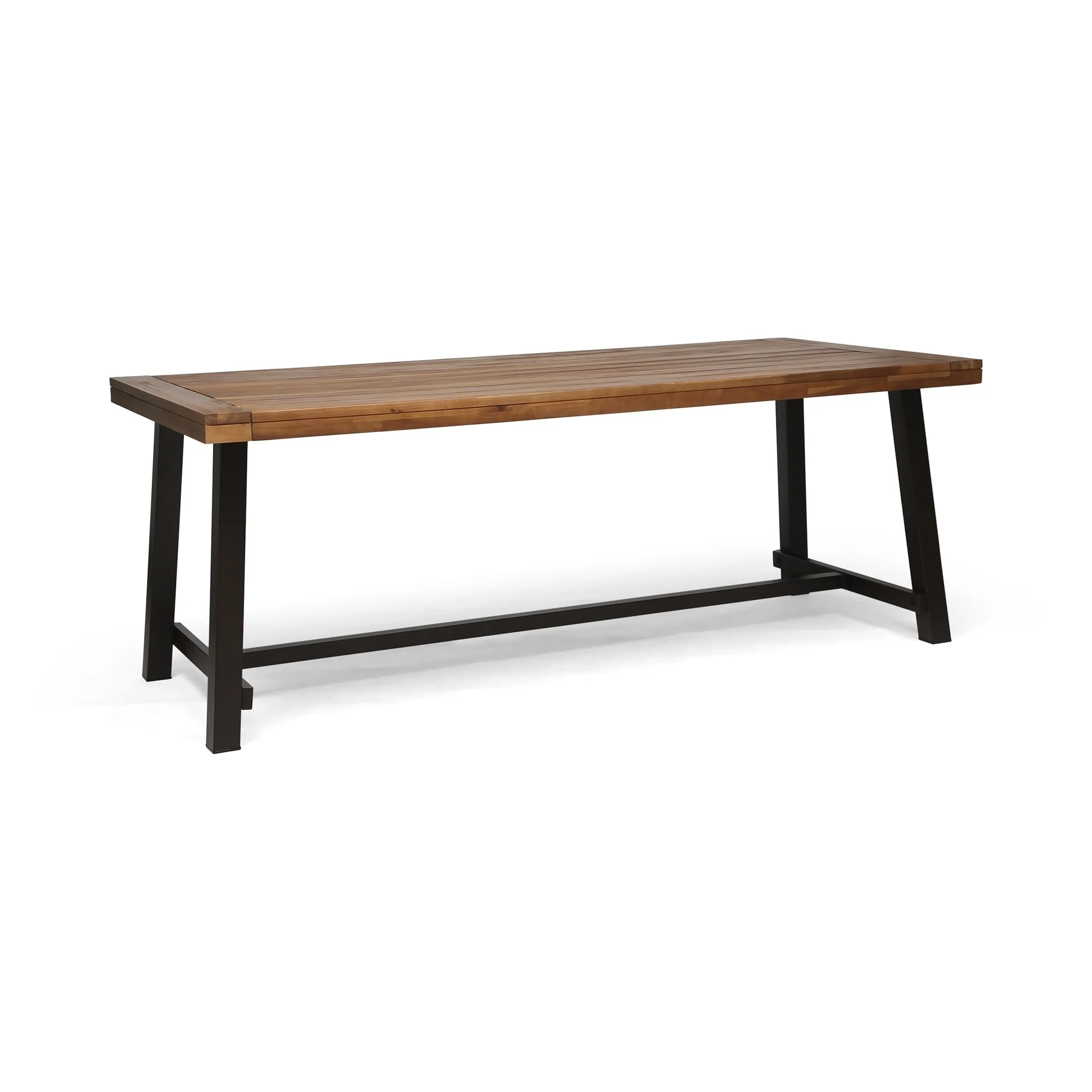 Merax Outdoor Wooden Dining Table, Metal Frame