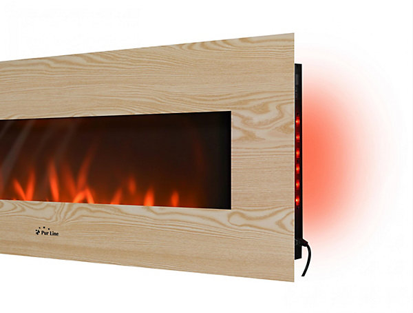 Cheminée électrique panoramique avec éclairage LED d'ambiance et panneau frontal en MDF