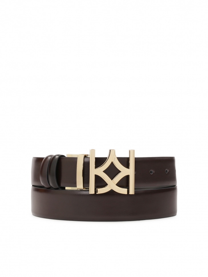 Black and brown double-sided leather belt