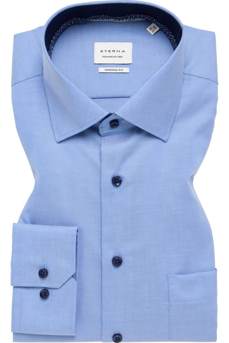 ETERNA Dynamic Cotton Modern Fit Hemd blau, Einfarbig