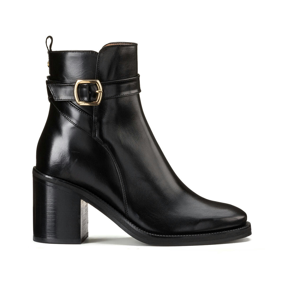 Boots en cuir talon large