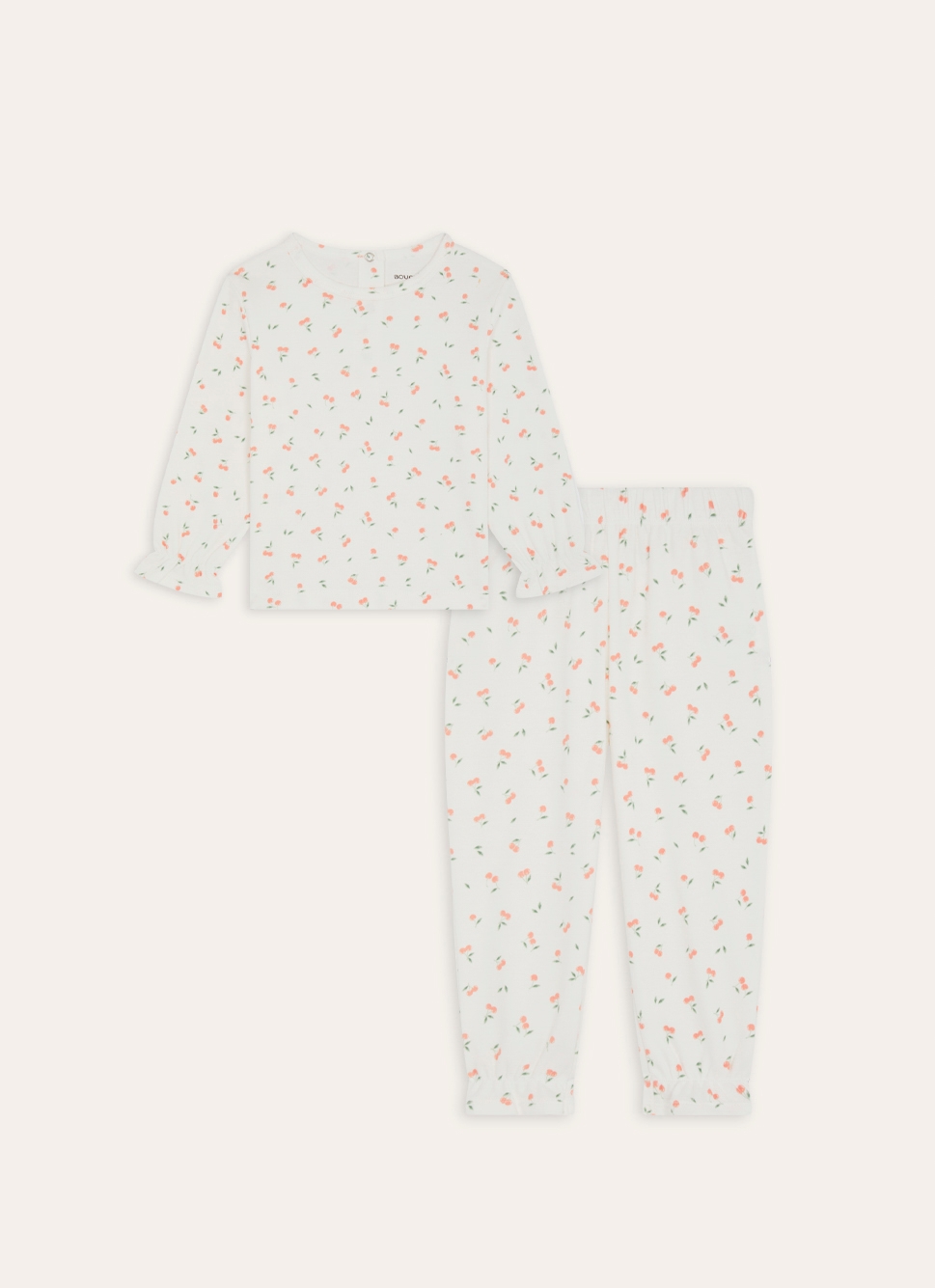 PYJAMA ENFANT EN COTON IMPRIMÉ CERISES ÉCRU