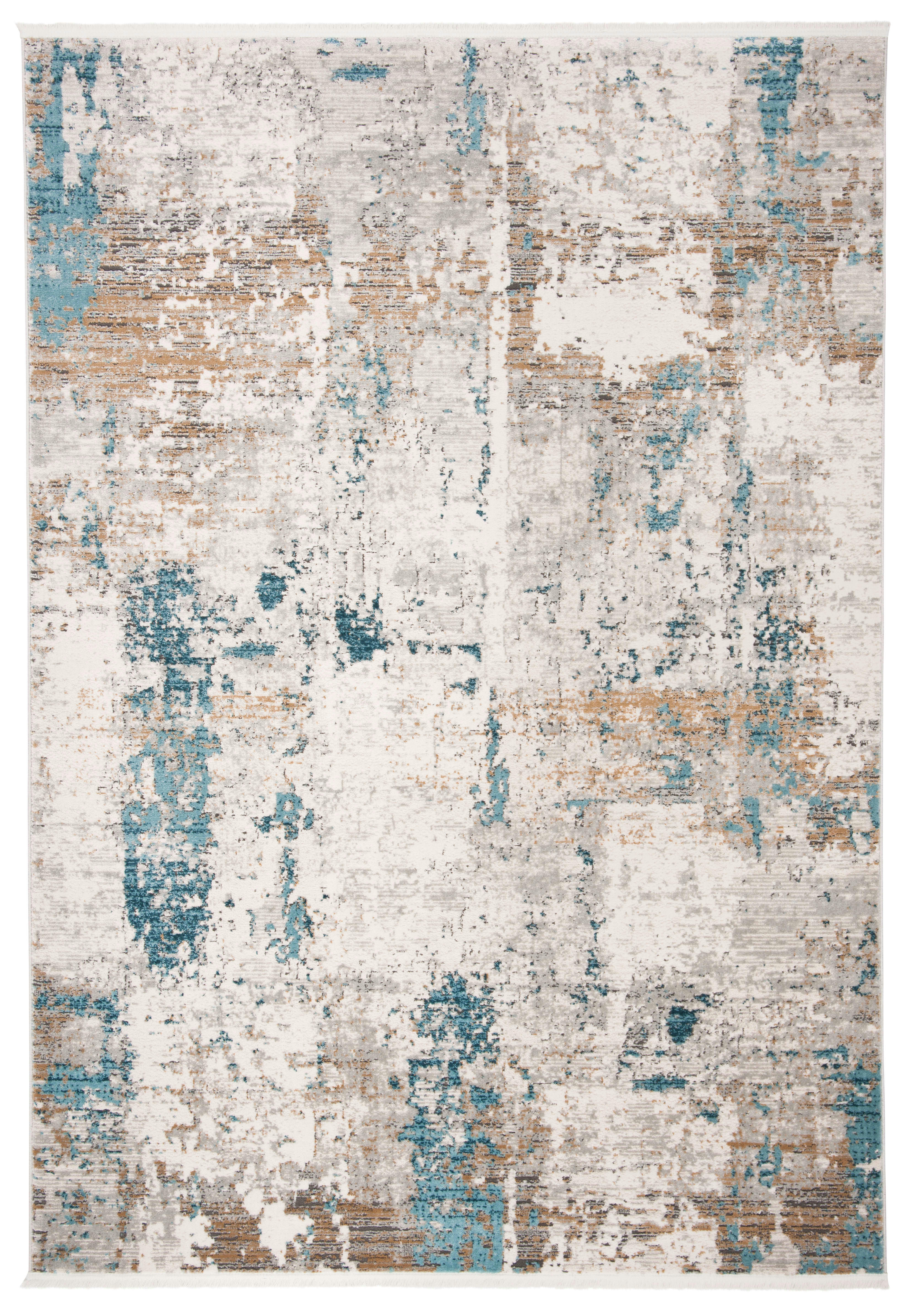 SHIVAN - Tapis de salon interieur en ivoire & gris, 122 x 183 cm