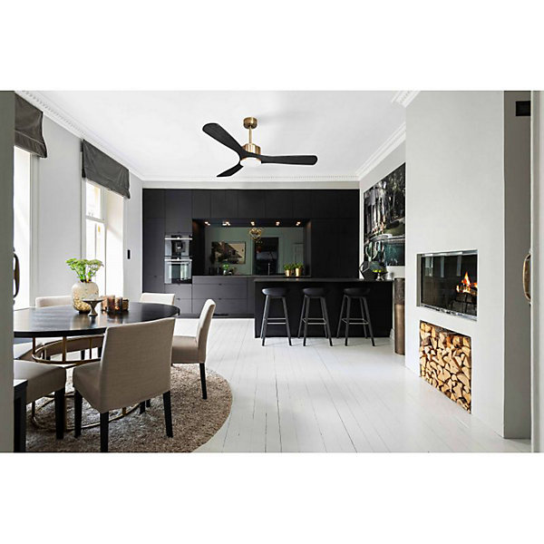 Modulo de KlassFan - Super destratificateur et ventilateur DC 132 cm Laiton bois noir Lumièredimmable 25 à 40 m²