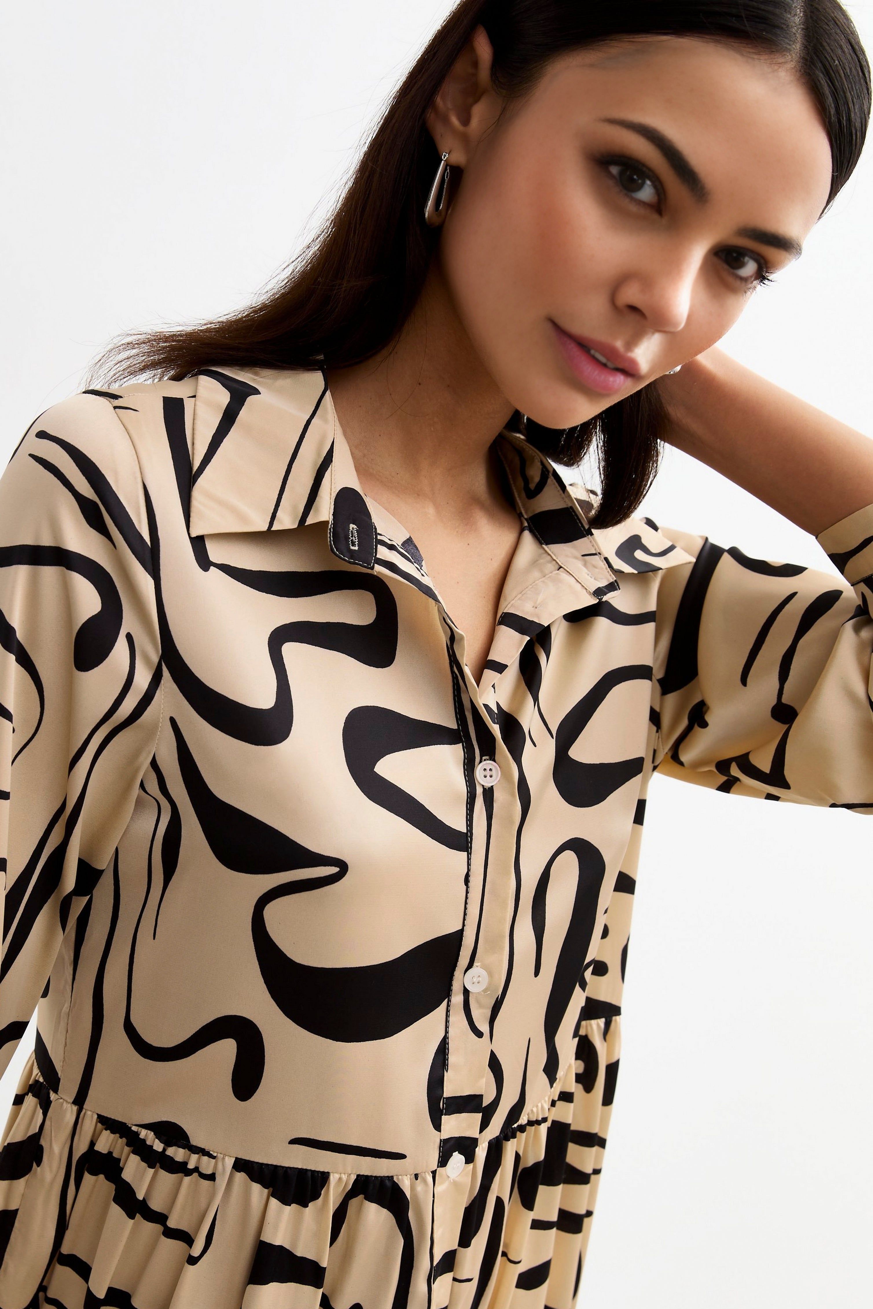Cutie London Relaxed Fit Printed Midi Shirt Dress