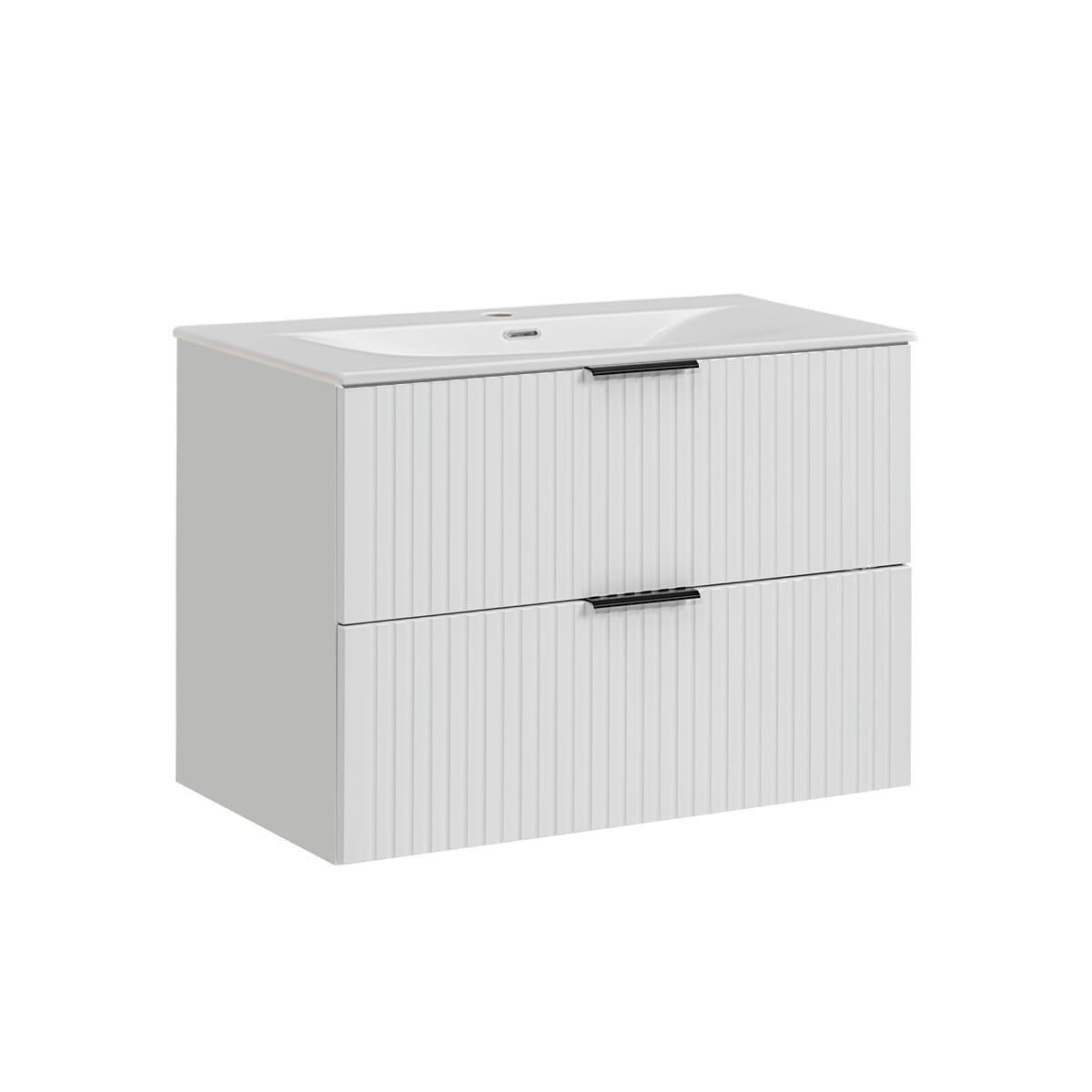 - Meuble simple vasque encastrée 80cm blanc