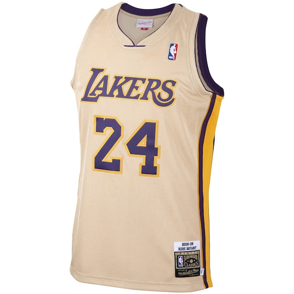 Men's Los Angeles Lakers Kobe Bryant Gold 2008-09 Hardwood Classics Authentic Player Jersey