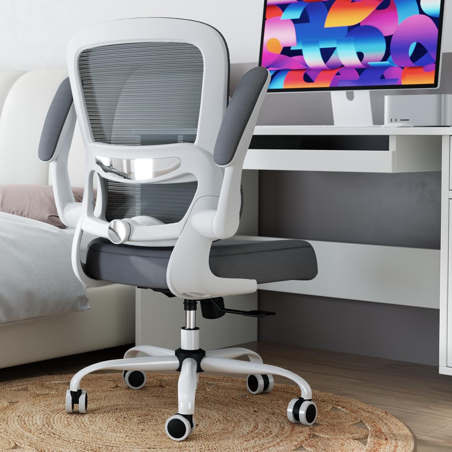 TRALT Office Chair - Ergonomic Desk Chair with Adjustable Lumbar Support, Mesh Computer Chair, Executive Chairs for Home Office Comfortable Lumbar Support (Ash Gray)