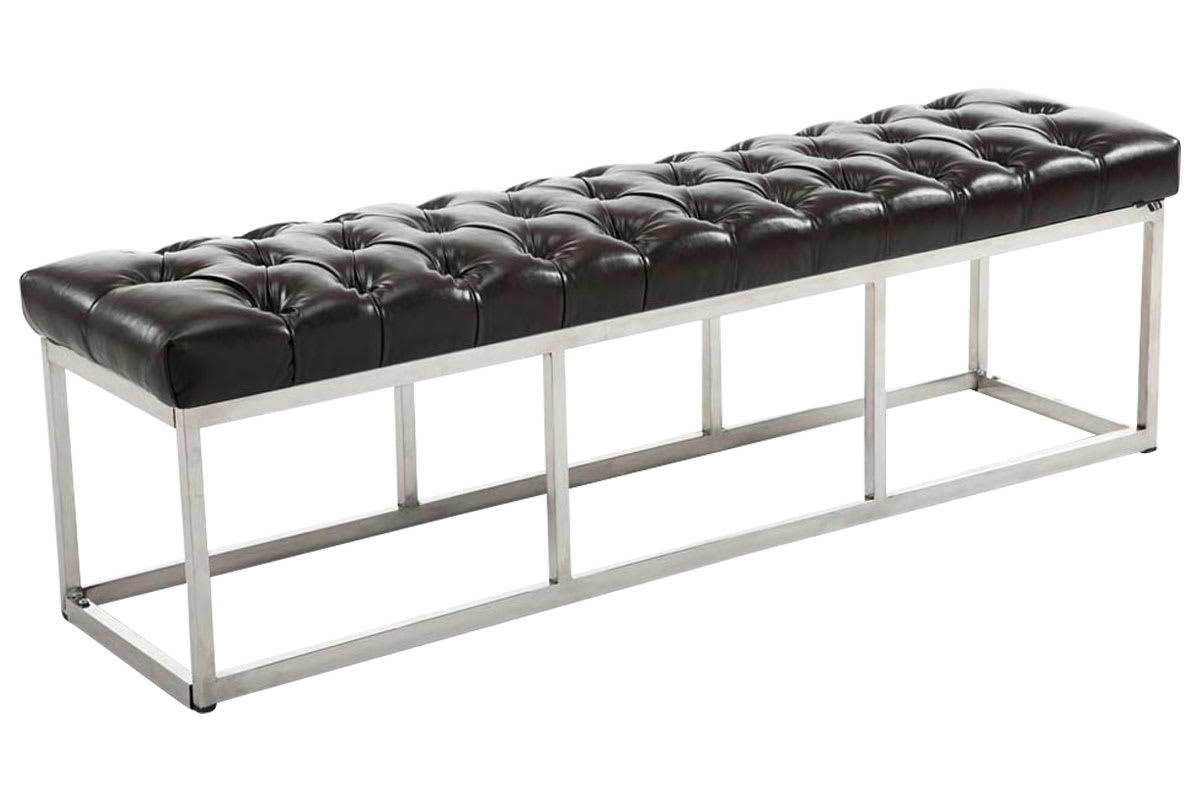 AMUN - Banquette avec pieds en métal assise en similicuir Noir