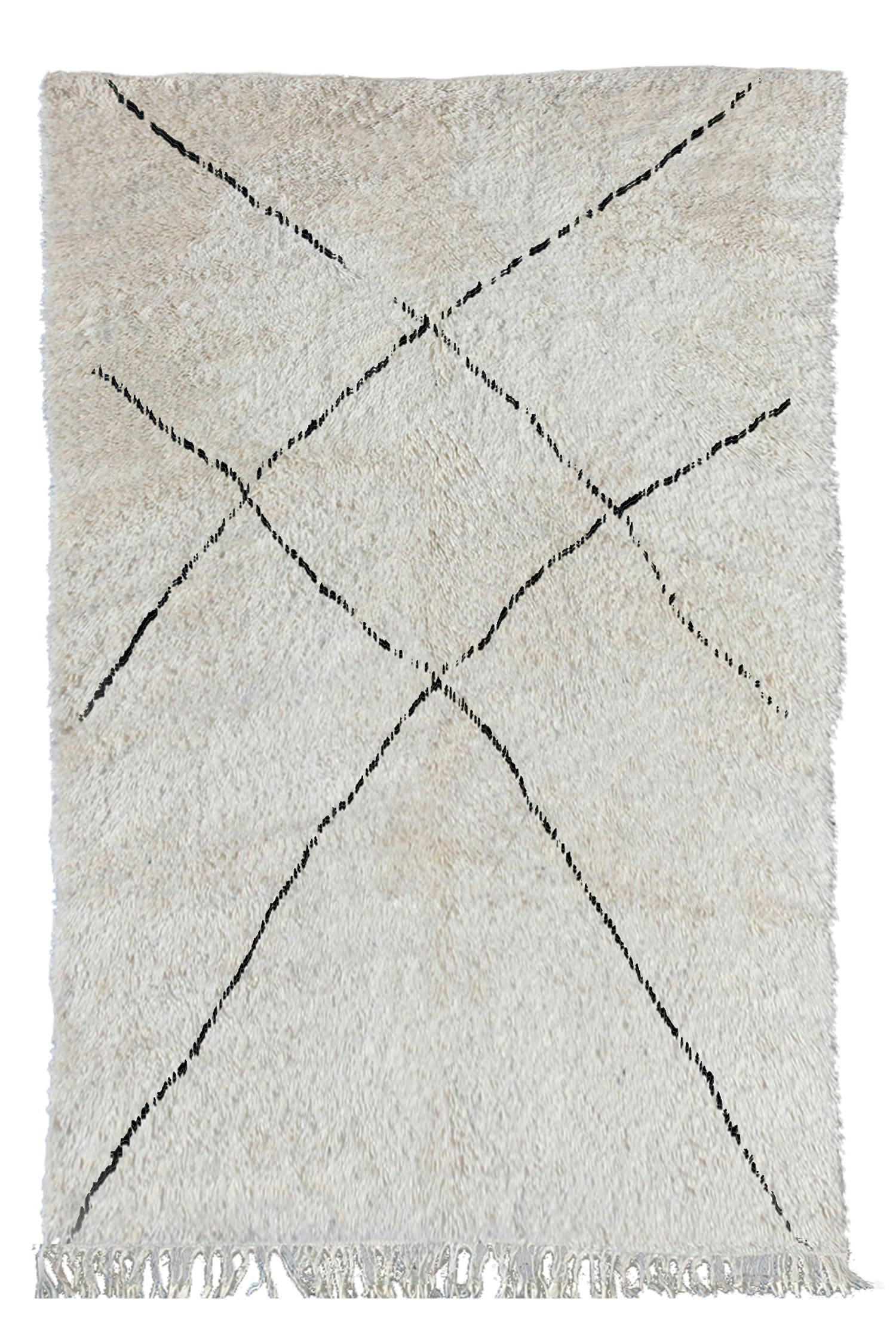 BERBERE - Tapis berbère original marocain laine noir blanc Ouarzazate 160x230
