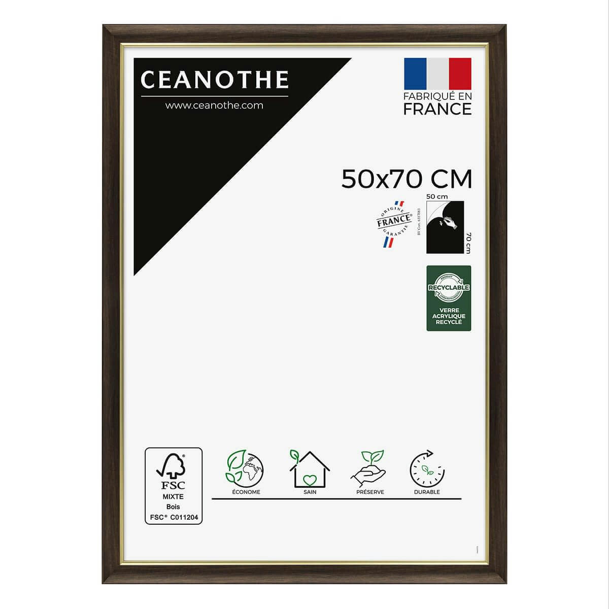 LUNA - Cadre photo ébène et doré 50x70 cm résine recyclée