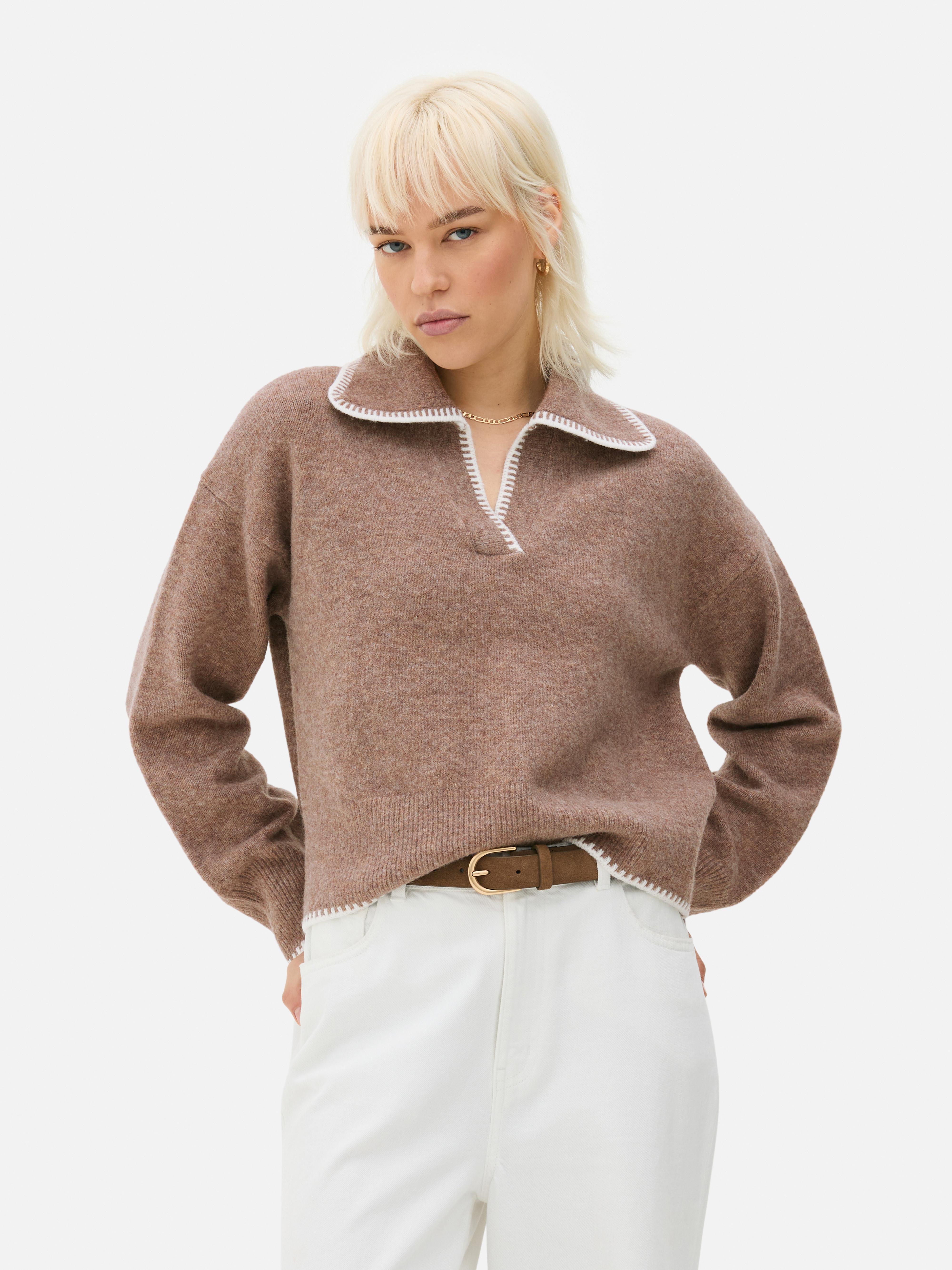 Stitch Collar Polo Sweater