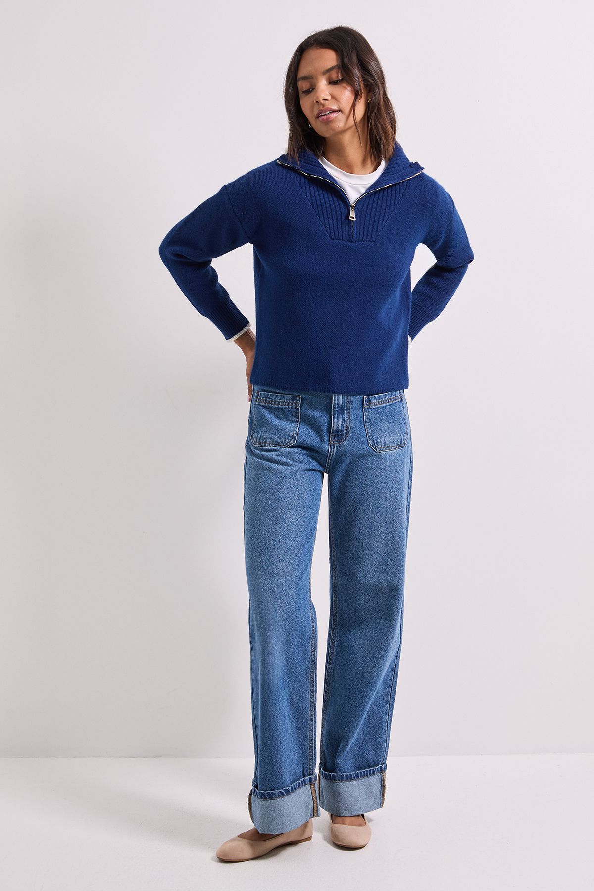 Dorothy Perkins Zip Up Knitted Jumper