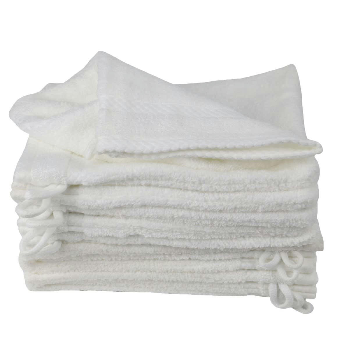 CAPUCINE - Lot de 12 gants de toilette en coton blanc