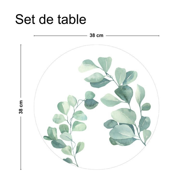 EUCALYPTUS - Lot de 4 sets de table L 38xl 38cm Vert Feuillage