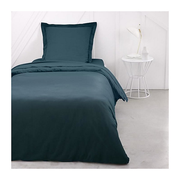 Drap housse TODAY Essential - 90 x 190 cm - 1 personne - 100% Coton uni - Paon