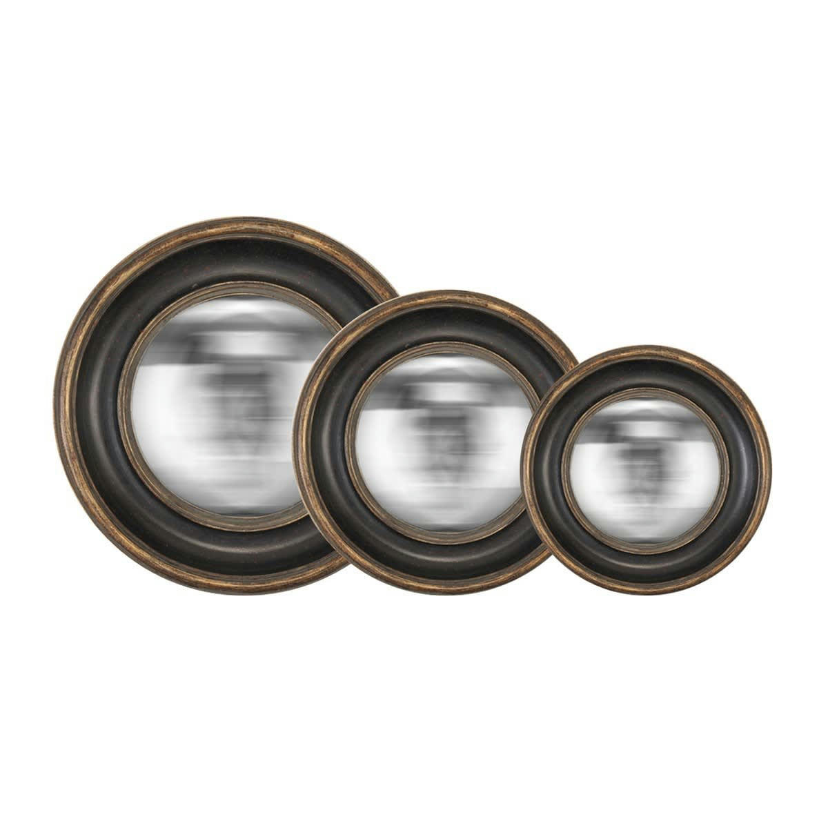 - Miroirs convexes en résine noire - Lot de 3