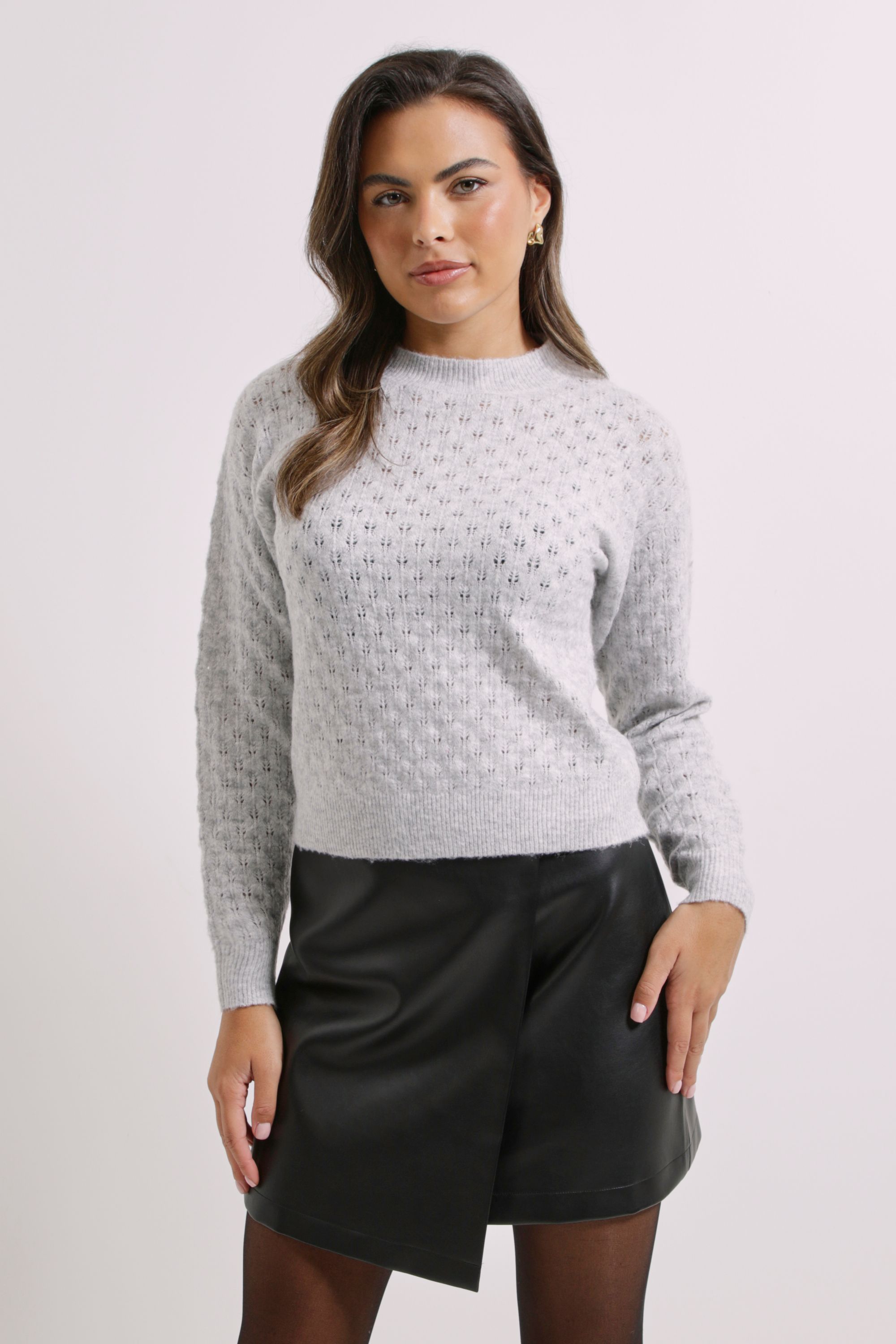 Dorothy Perkins Grey Pointelle Jumper