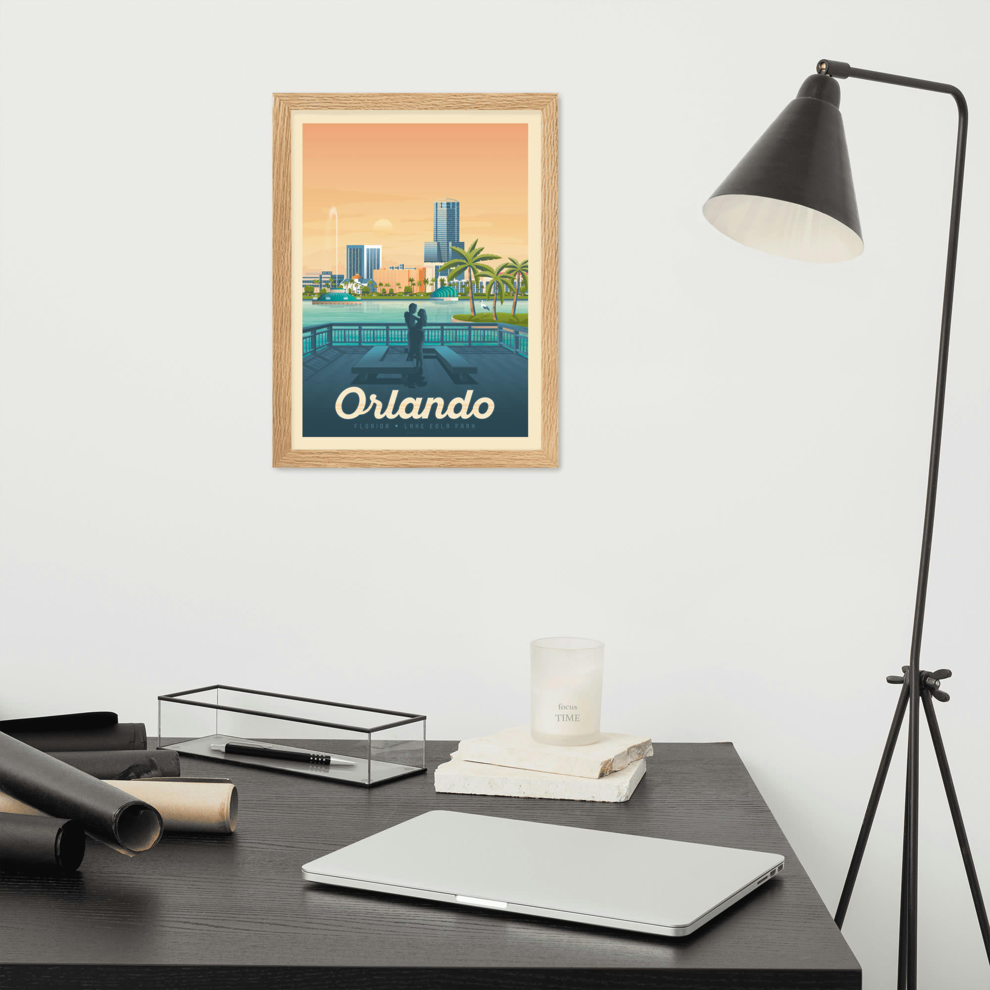 - Affiche Orlando Floride Etats-Unis avec Cadre (Bois) 21x29,7 cm