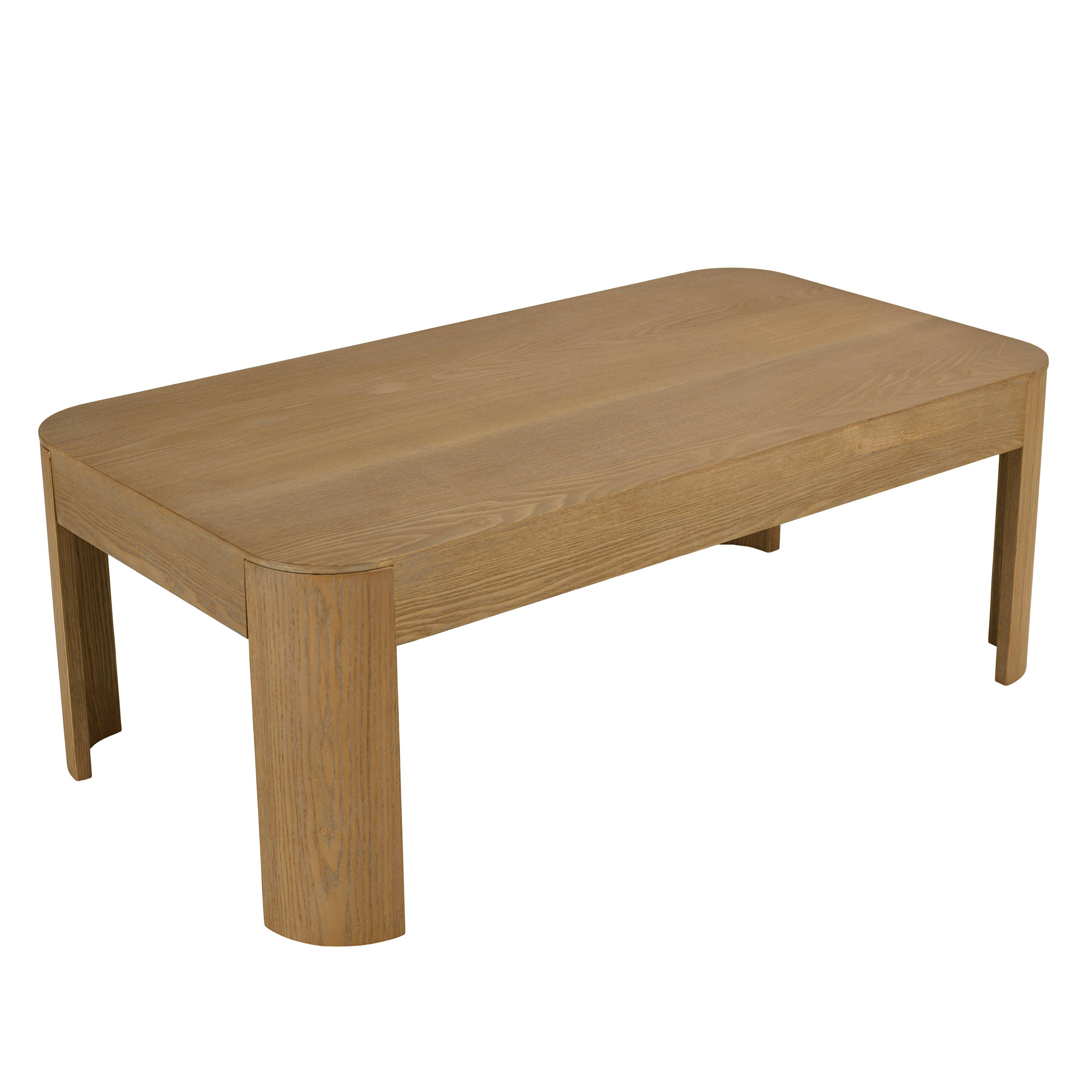 Table basse rectangulaire couleur naturelle design arrondi VELAR