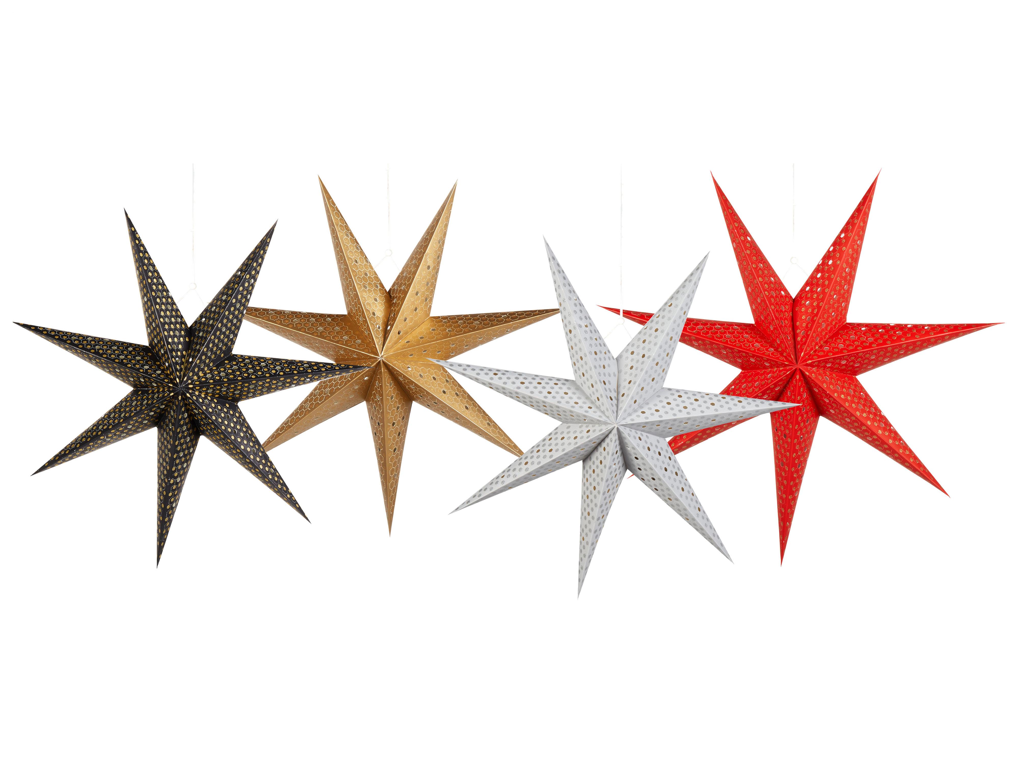 Set of 4 Hanging Decorations LED KAMET Star 60 cm Multicolour