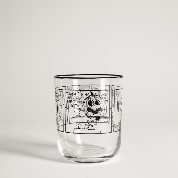 Szklanka SNOOPY z printem komiksu i czarnym rantem 0,3 l HOMLA
