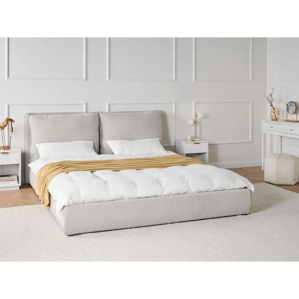 BAJONNA - Tweepersoonsbed - Lichtgrijs - 180 x 200 cm - Stof
